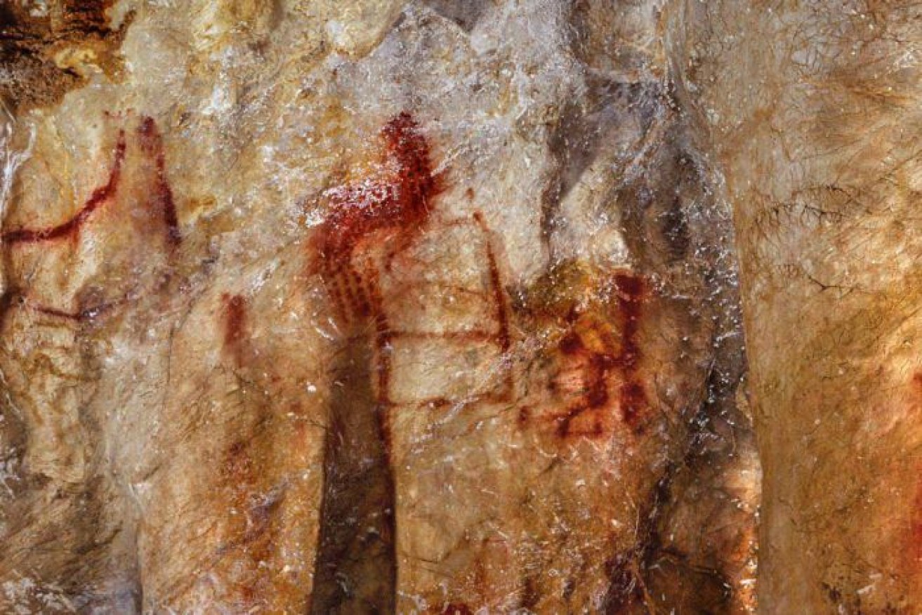 This ladder shape painting has been dated to around 64,000 years.