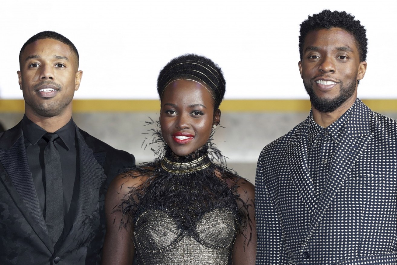 Michael B Jordan (left), Lupita Nyong'o (centre) and Chadwick Boseman (right) star in the 'cultural watershed' that is <i>Black Panther</i>.
