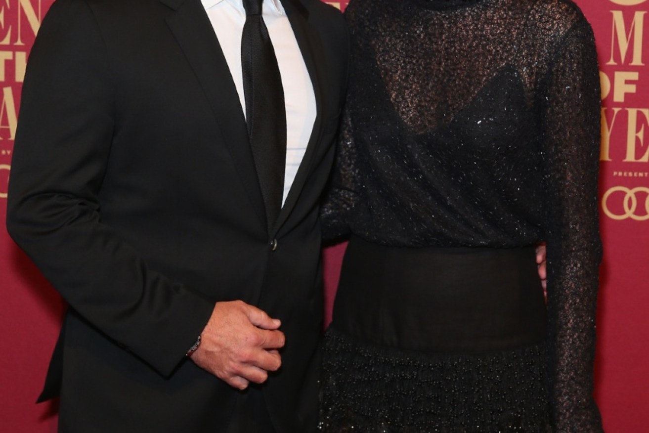 Karl Stefanovic and his new fiancee, Jasmine Yarbrough, at the GQ Men of the Year Awards in November 2017.