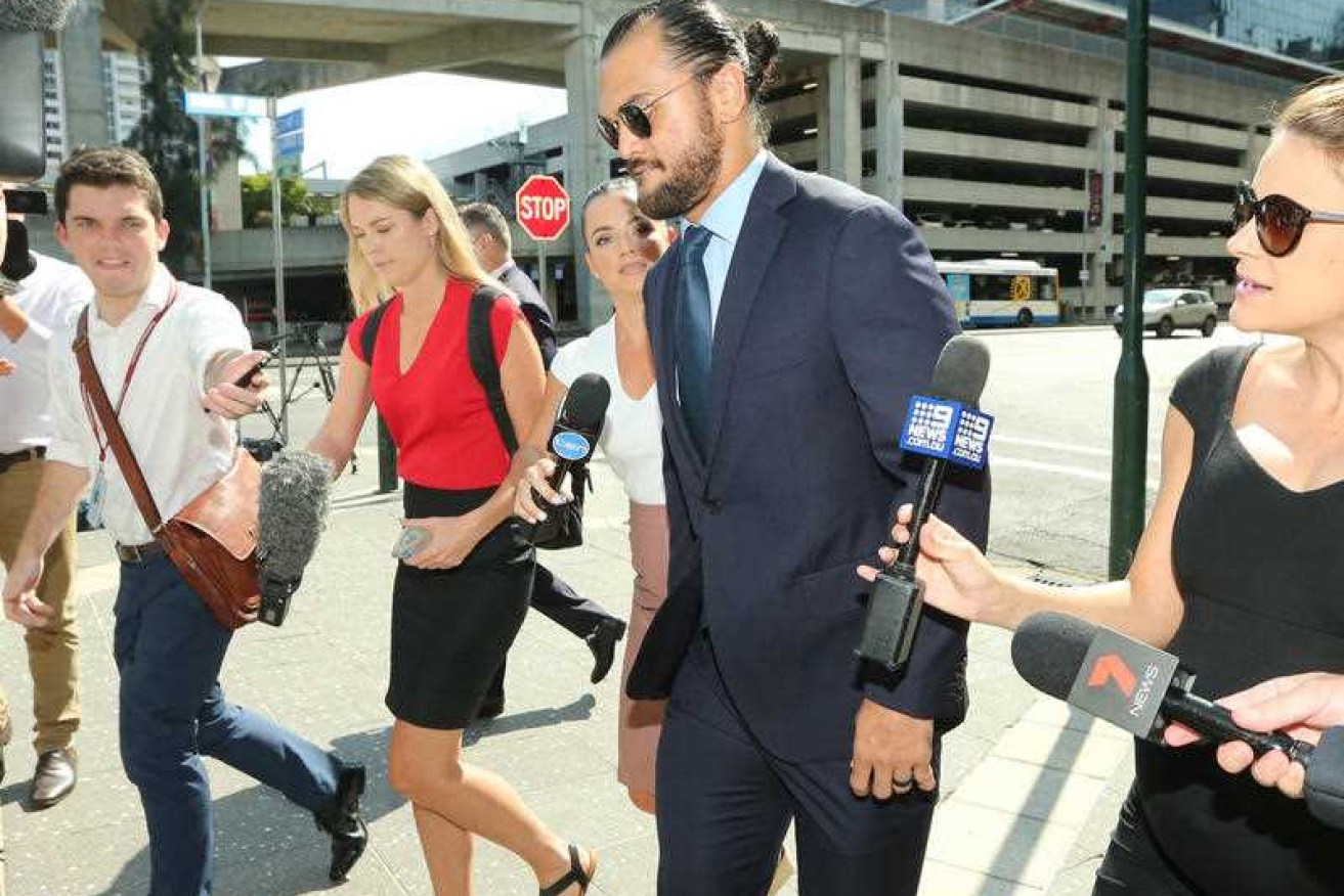 Karmichael Hunt answered no questions at the Brisbane Magistrates Court on Monday. 