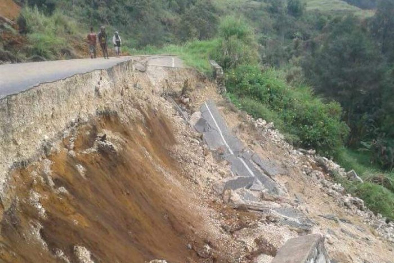 The earthquake has damaged roads throughout Papua New Guinea. 