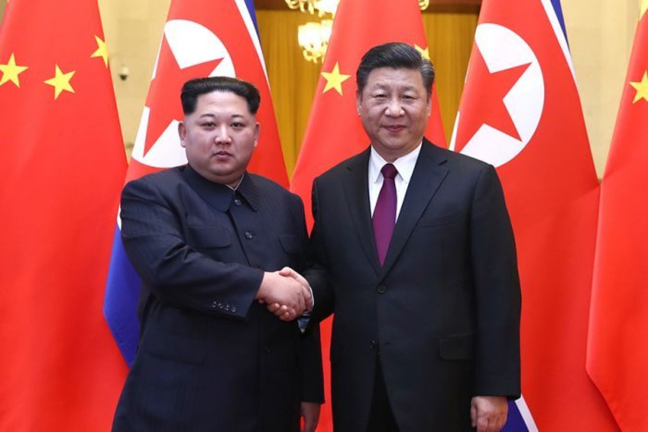 Chinese state media says North Korean leader Kim Jong-un met Chinese President Xi Jinping.