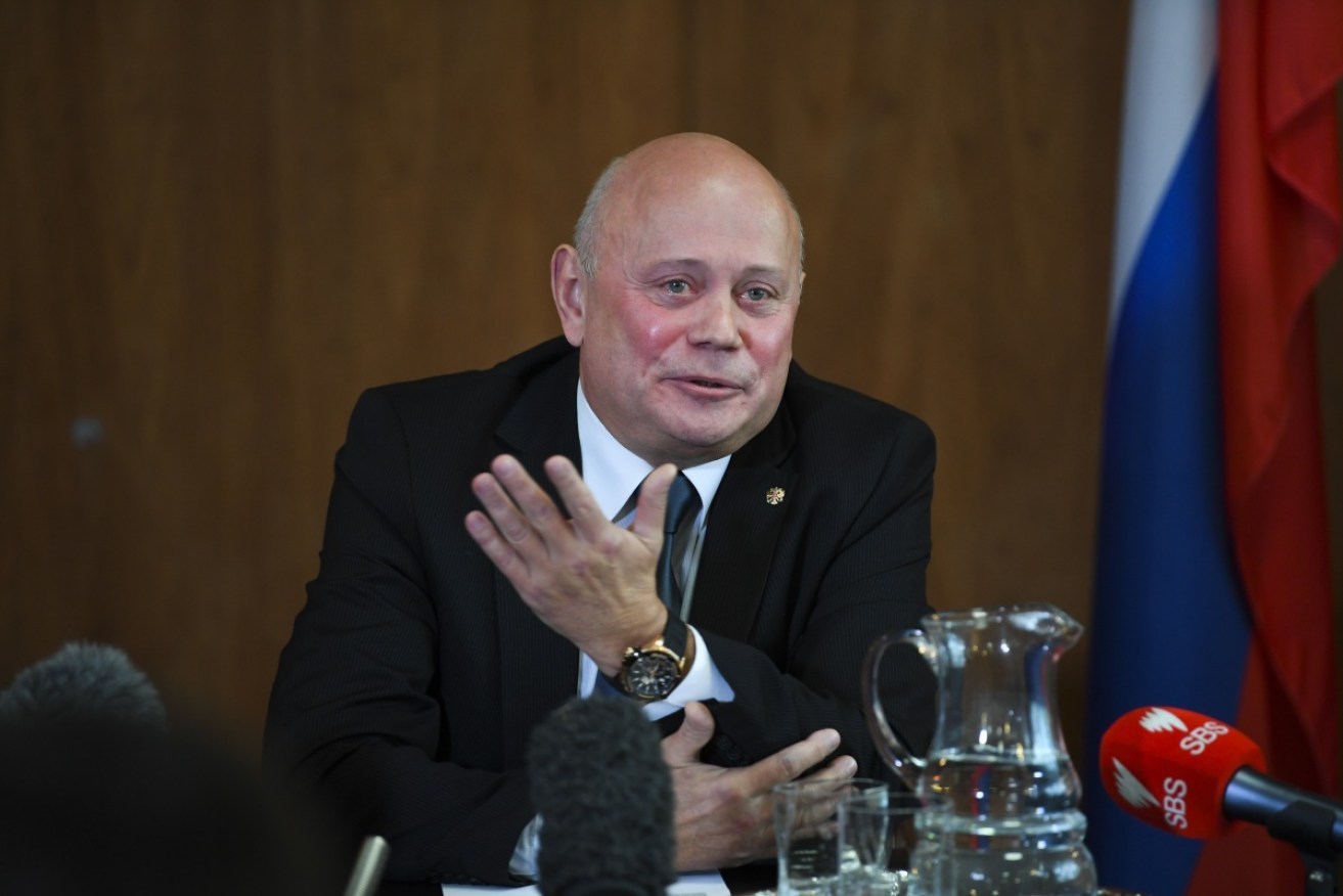 Ambassador of the Russian Federation Grigory Logvinov during his recent press conference.  