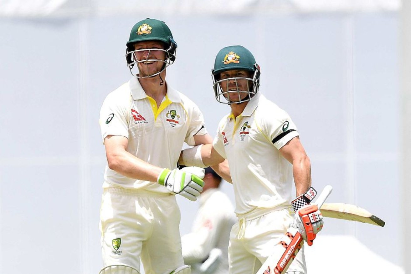 Cameron Bancroft and David Warner when they formed an onfield team. Photo: AAP