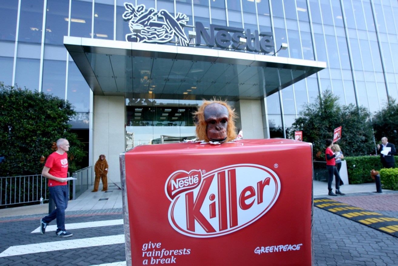Greenpeace activists are urging popular brands to stop using palm oil in their products.