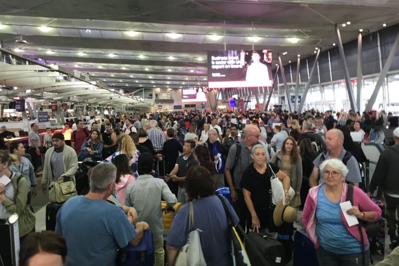Passengers at Sydney Airport experienced flight delays due to a technical glitch. Photo: Twitter/ Rob Sheeley