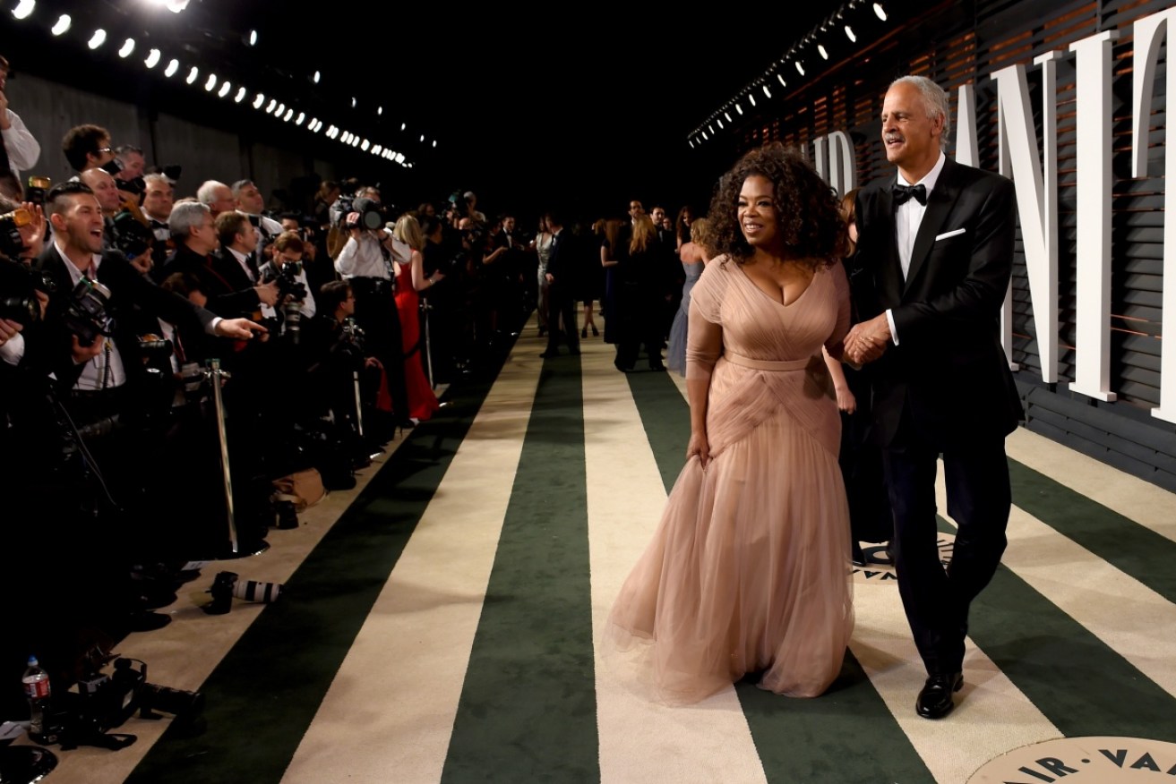 Oprah Winfrey and Stedman Graham at the Vanity Fair Oscars party in 2015. 