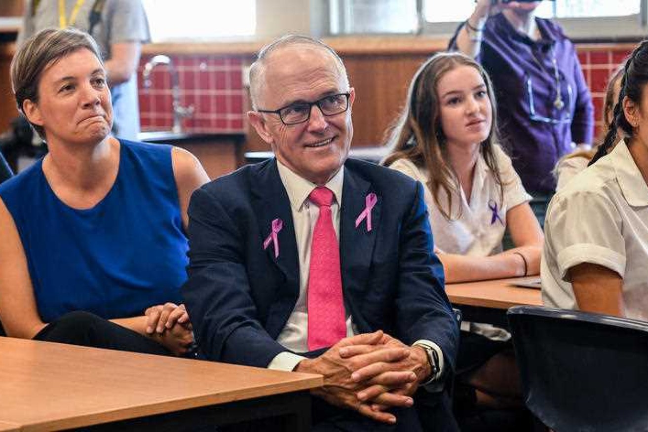 Malcolm Turnbull and 2018 Australian of the Year Michelle Simmons visit Burwood Girls High School on International Women's Day.