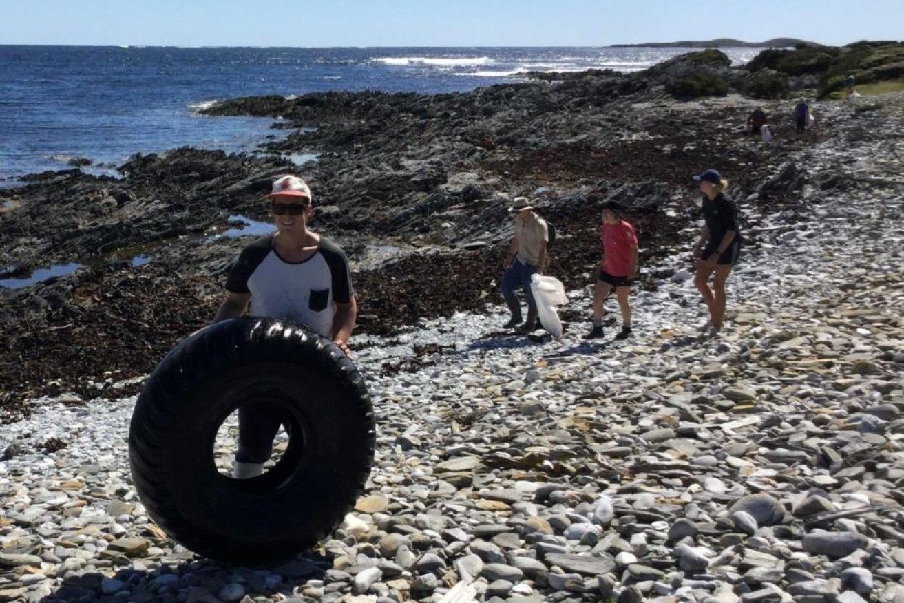 Volunteers have collected a record amount of rubbish from remote Tasmanian beaches.