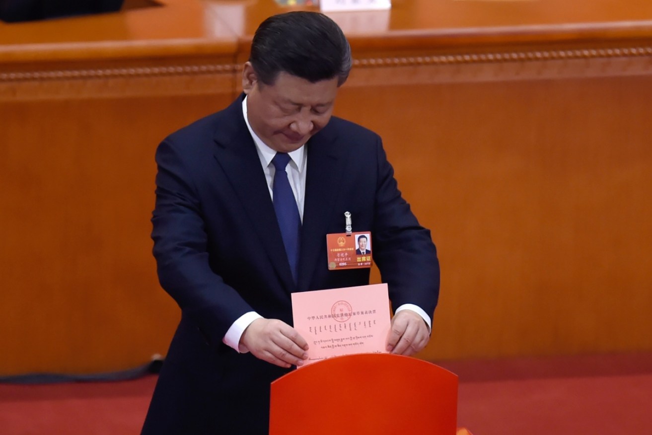Xi Jinping casts his vote to abolish term limits on the presidency.