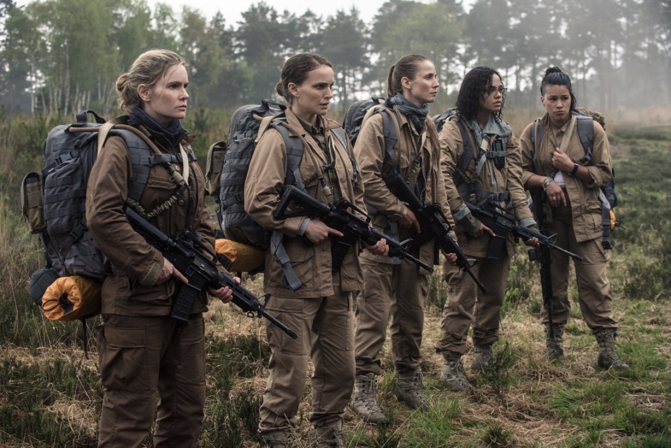 <i>Annihilation</i> sees Natalie Portman (second from left) lead an all-female crew into an alien landing site.