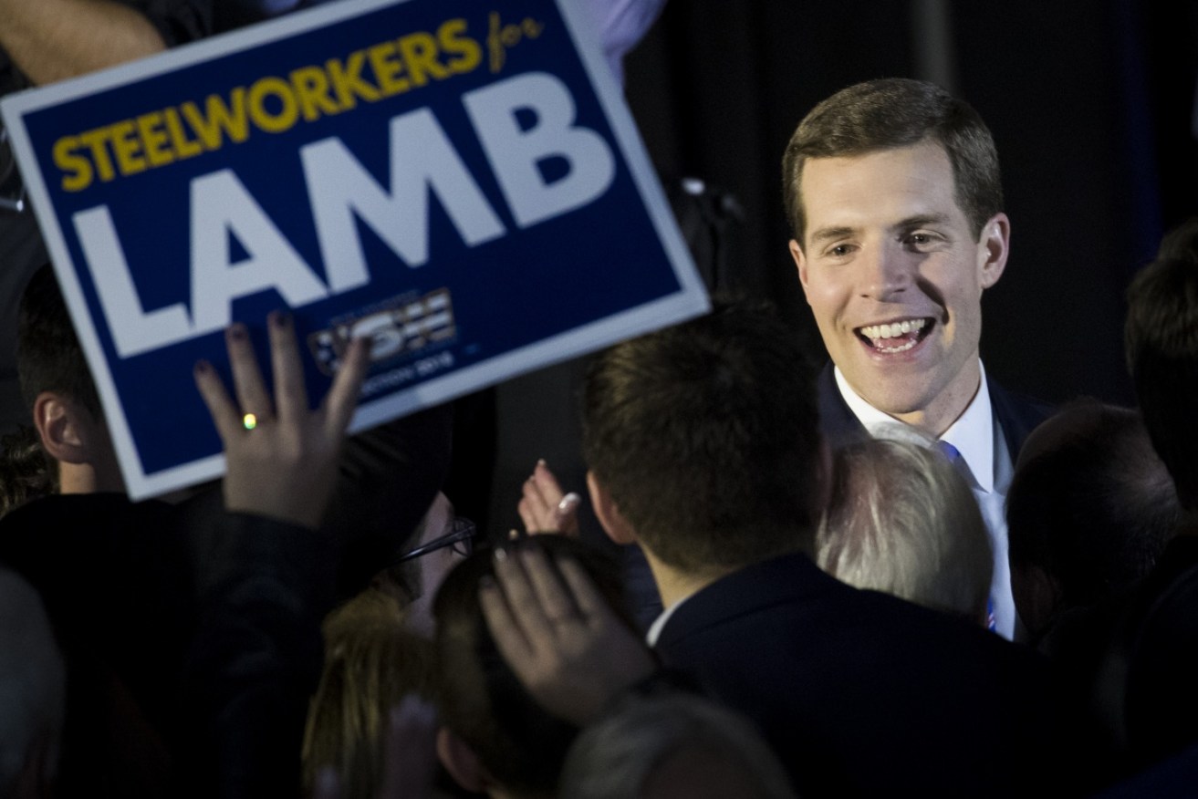 Democrat candidate Conor Lamb at an election night rally in Pennsylvania.