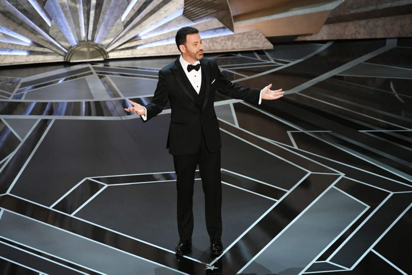 Jimmy Kimmel delivers his opening monologue at the 90th Oscars ceremony.