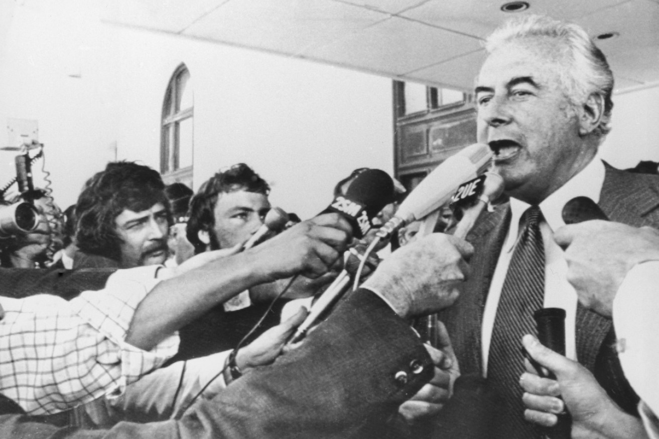 Then prime minister Gough Whitlam delivers the news of his sacking in 1975.