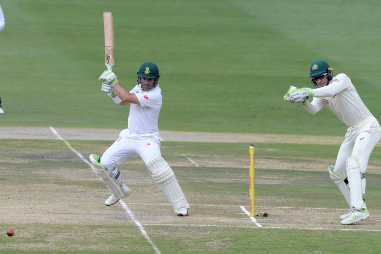 Dean Elgar of the Proteas on his way to 39 not out on day three.