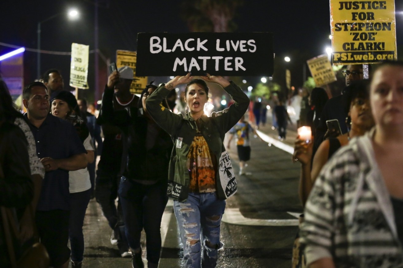 Black Lives Matter protesters march in California.