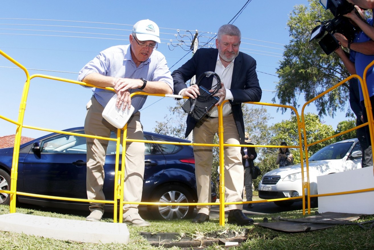 Communications Minister Mitch Fifield launched FTTC in Miranda on Sunday with the local member, Treasurer Scott Morrison.