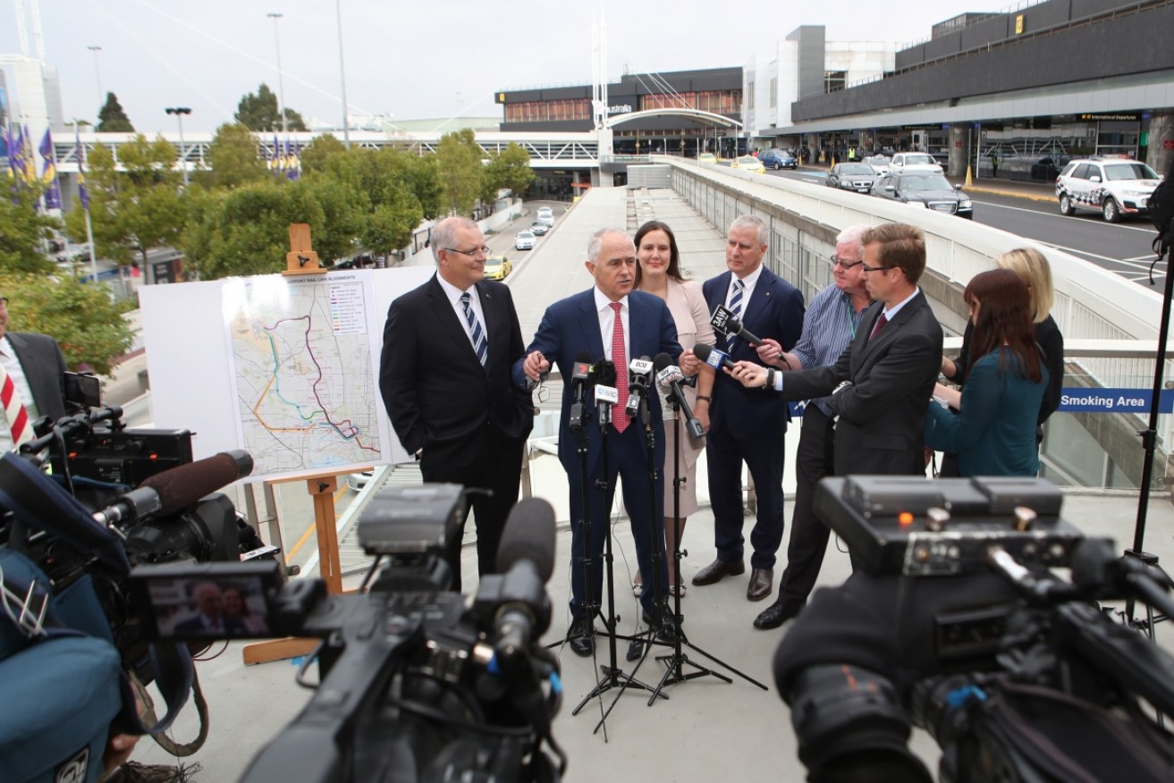 The government pledged $5 billion for a rail line to Melbourne Airport. 
