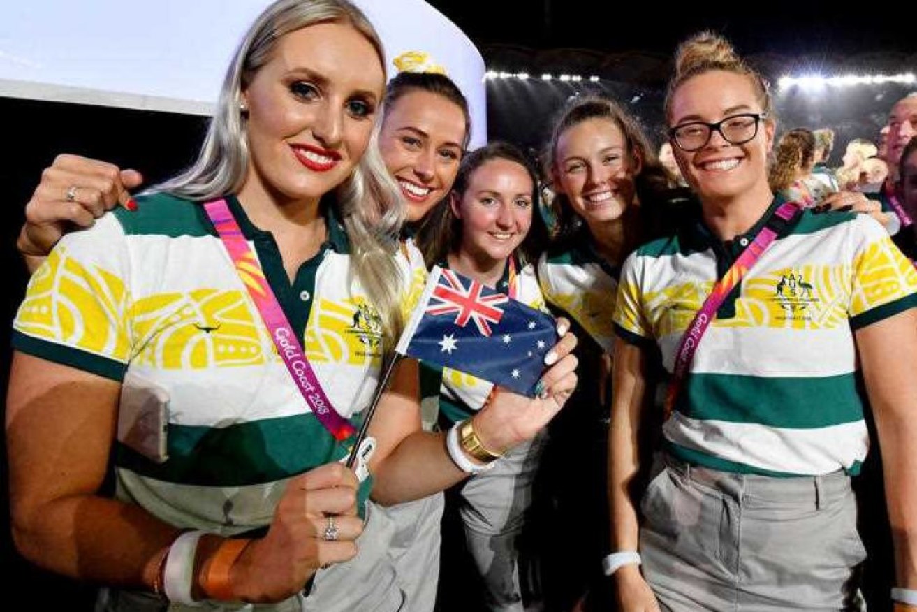 Athletes from Australia enter the stadium before the start of the closing ceremony.