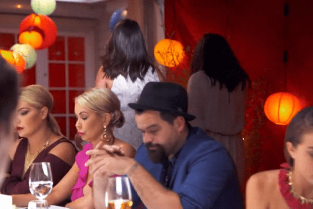 <i>MKR</i> contestants Sonya (rear left) and Hadil (rear right) were asked to leave by hosts Manu Feildel and Pete Evans.