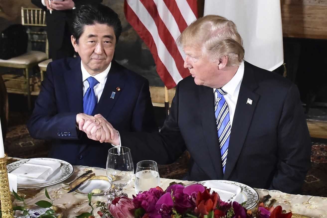 US President Donald Trump and Japanese Prime Minister Shinzo Abe during their meeting. 