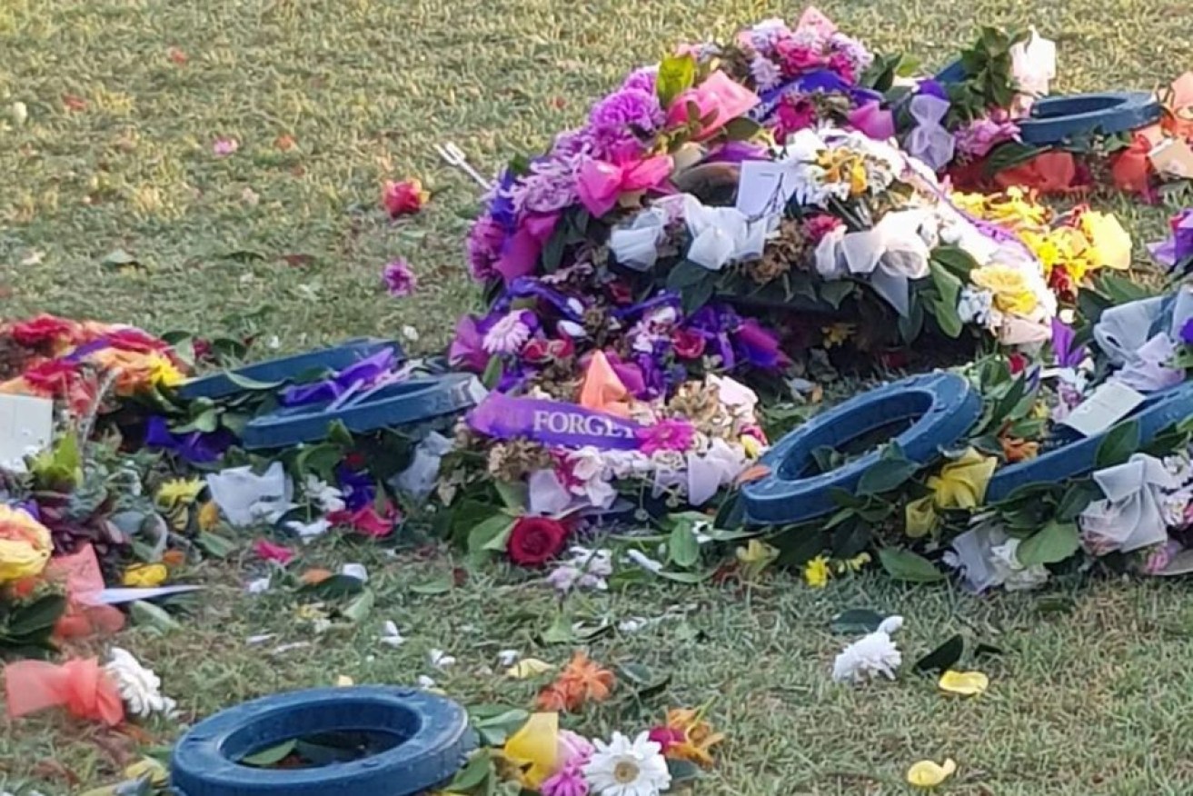 There was outrage in Box Hill, Melbourne, where war memorial  wreaths were trashed by vandals.   