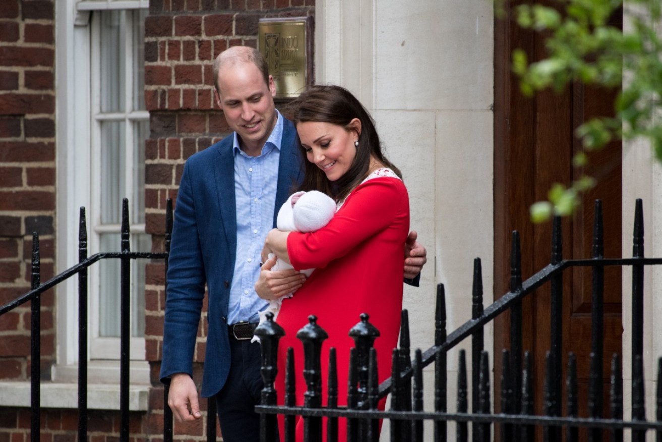 The "delighted" Duke and Duchess of Cambridge introduce their new prince to the world on April 23 in London.