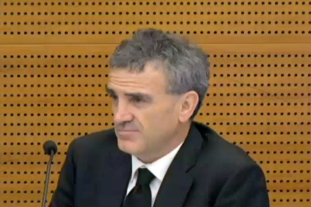 Terry McMaster in the stand at the banking royal commission in April. 