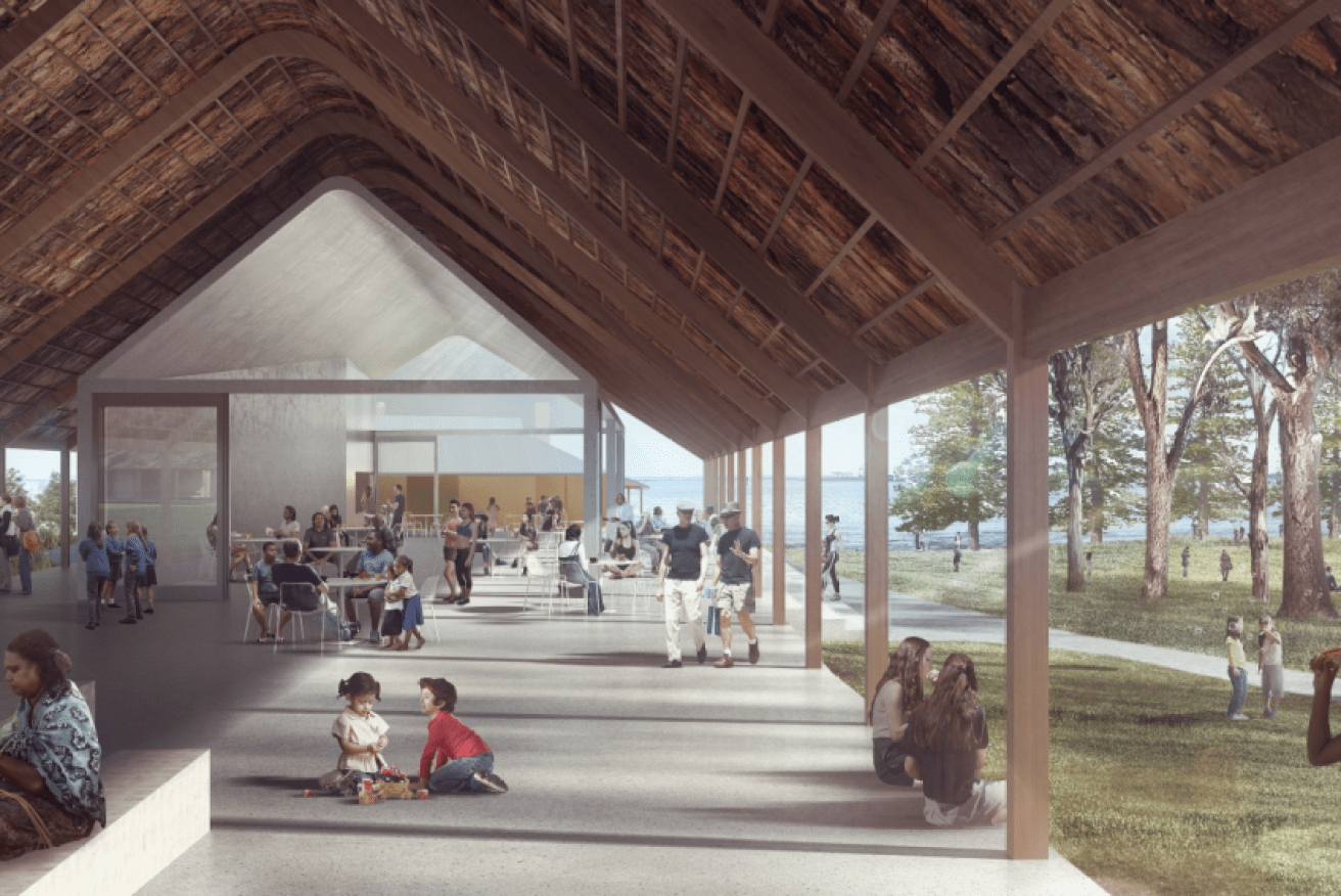 An artist's impression of the cafe pavilion is pictured.