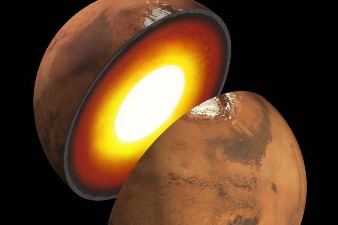 Artist rendition of what the interior of Mars may look like.  