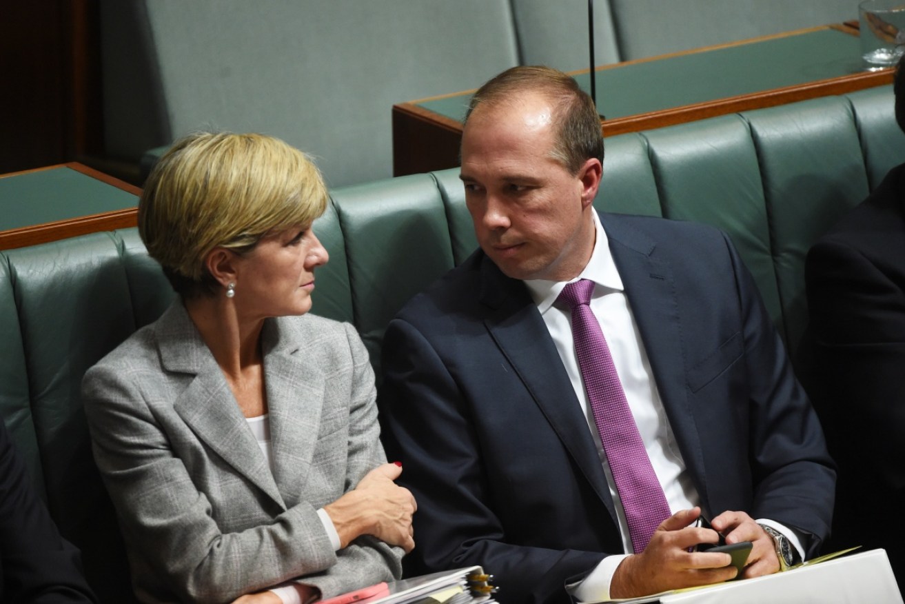 Peter Dutton and Julie Bishop are at odds over a proposal to expand the ASD's powers. 