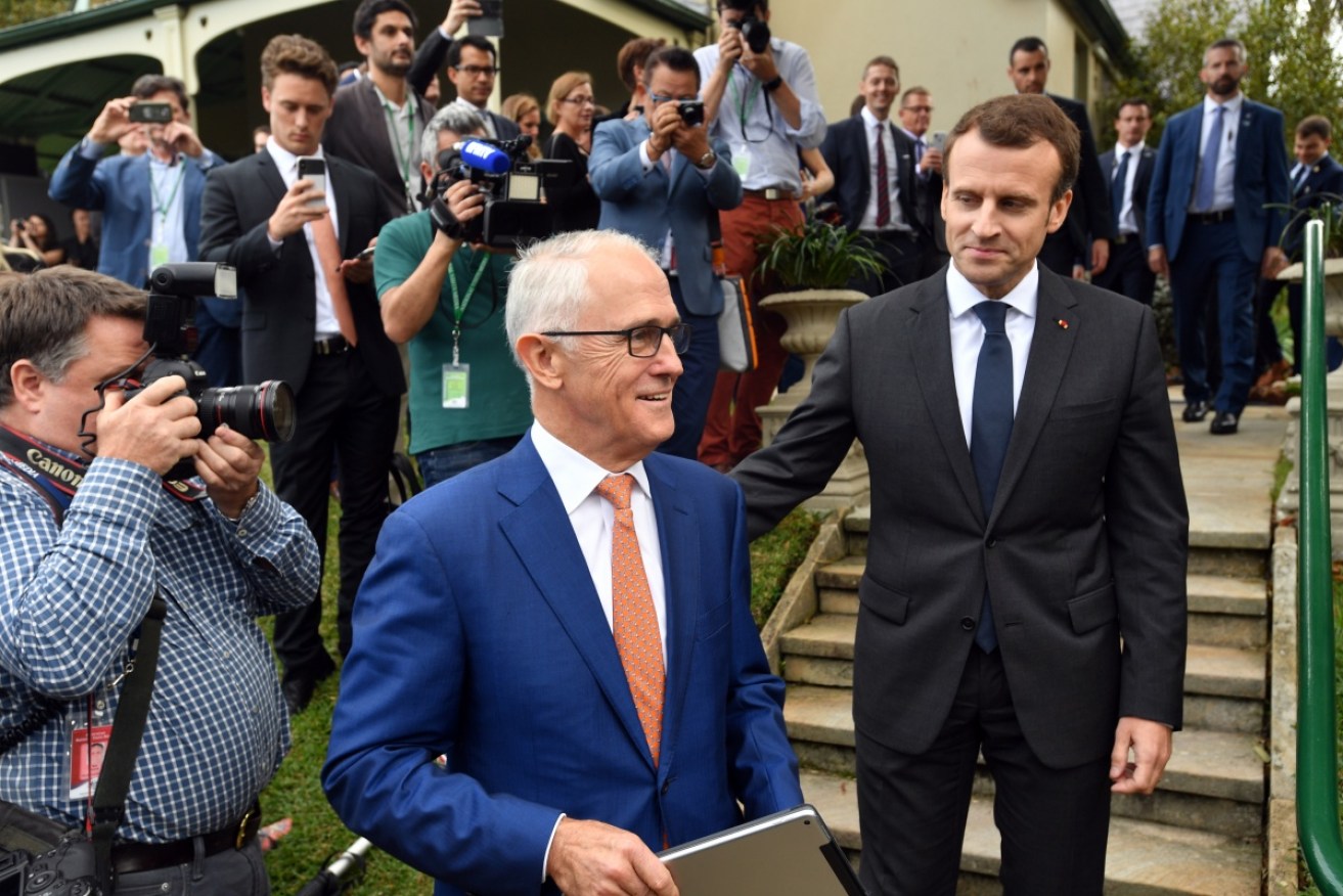 Emmannuel Macron was in Sydney on Wednesday for talks with Malcolm Turnbull. 
