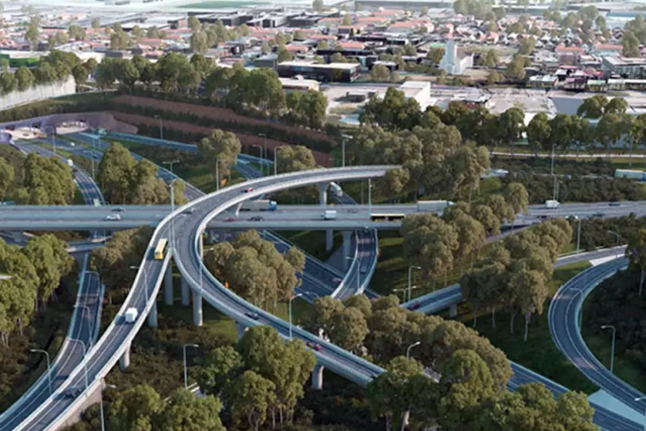 An artist's impression of the M5, connecting St Peters and Beverly Hills.