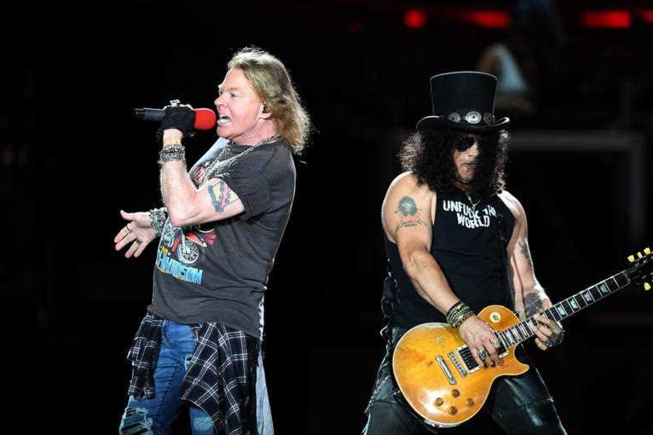 Axl Rose and Slash, lead singer and lead guitarist of Guns N' Roses. 