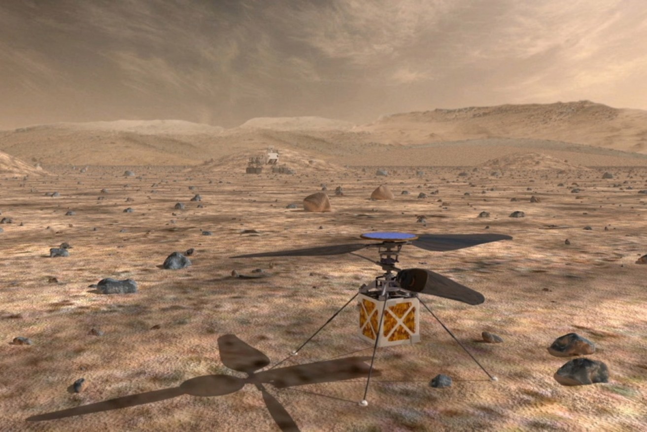 The Mars helicopter weighs just 1.8 kilograms.