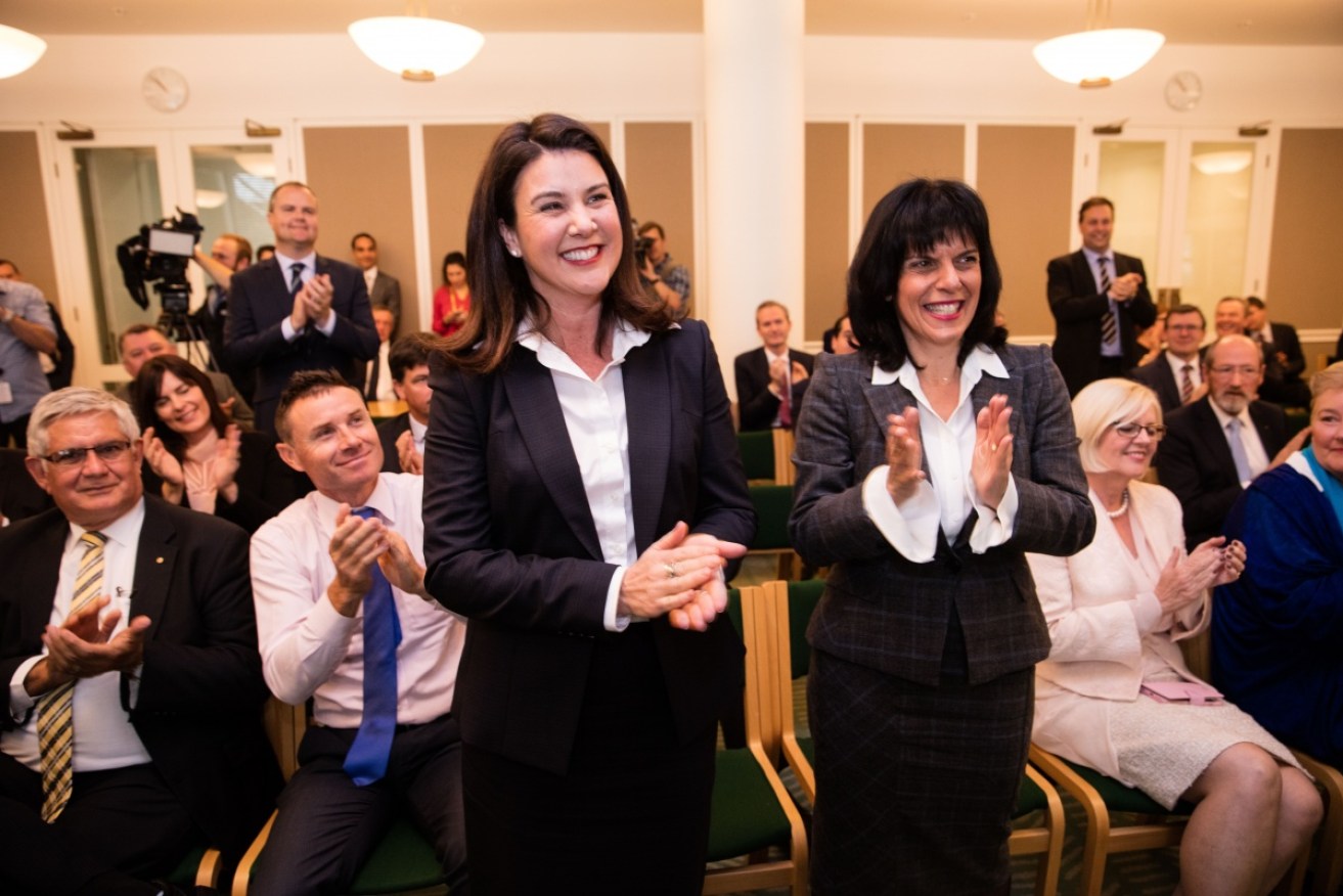 Liberal senator Jane Hume, pictured with colleague Julia Banks, may face a preselection challenge.