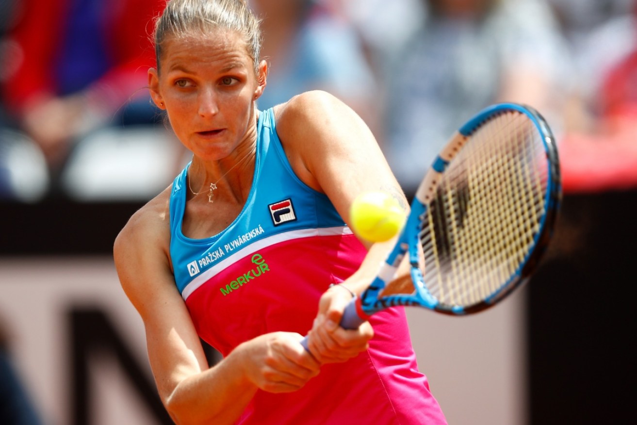 Karolina Pliskova took out her frustrations on the umpire's chair after a contentious line call.