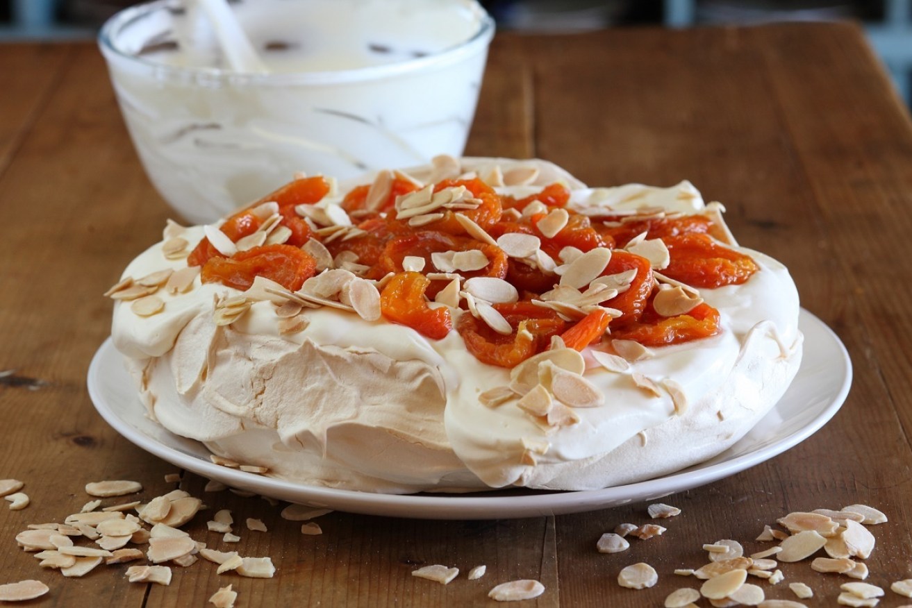 Maggie Beer's pavlova with dried apricots will be a favourite at your next BBQ. 