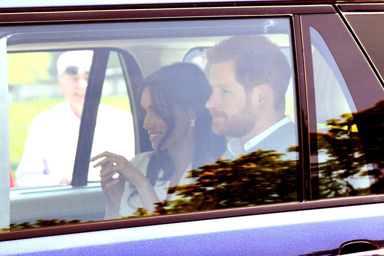 Prince Harry and Meghan Markle arrive for wedding rehearsals on Friday