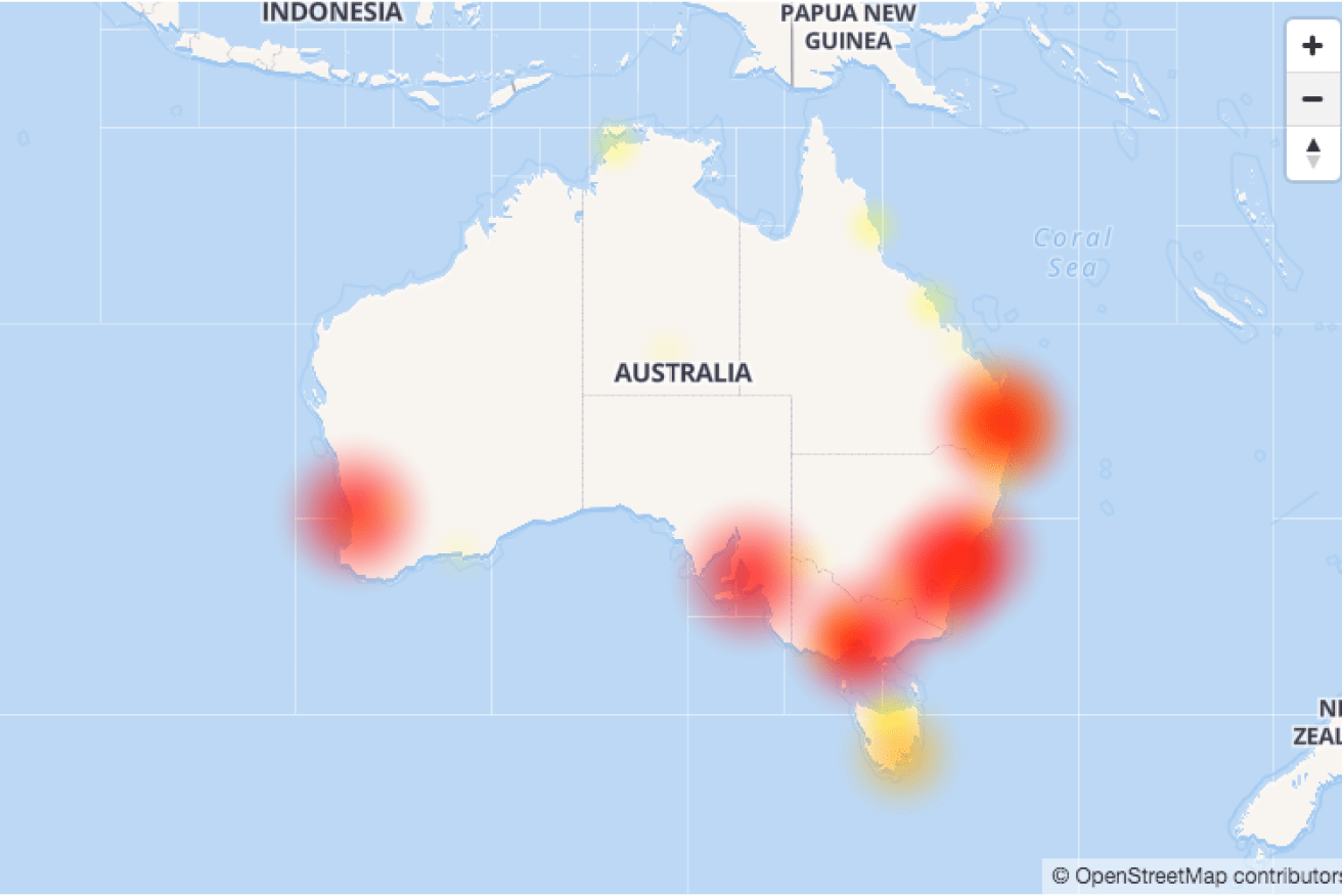 The Aussie Outages map of Telstra's issues.