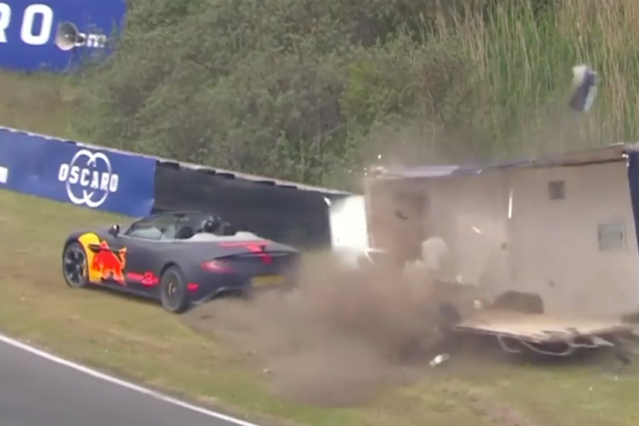 Ricciardo's caravan was smashed up.