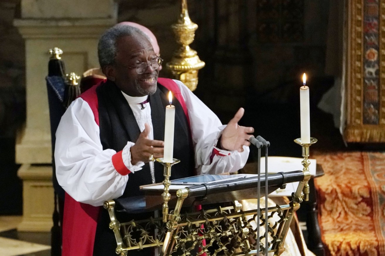 Bishop Michael Curry (during his May 19 sermon) called the royal wedding "happy and joyful".