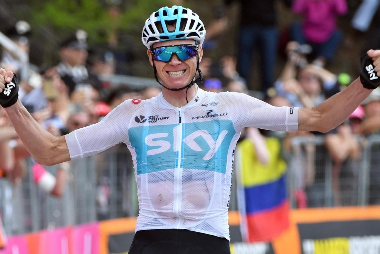 Froome celebrates as long-time leader Yates cracked on the gruelling Colle delle Finestra, finishing in 79th place.