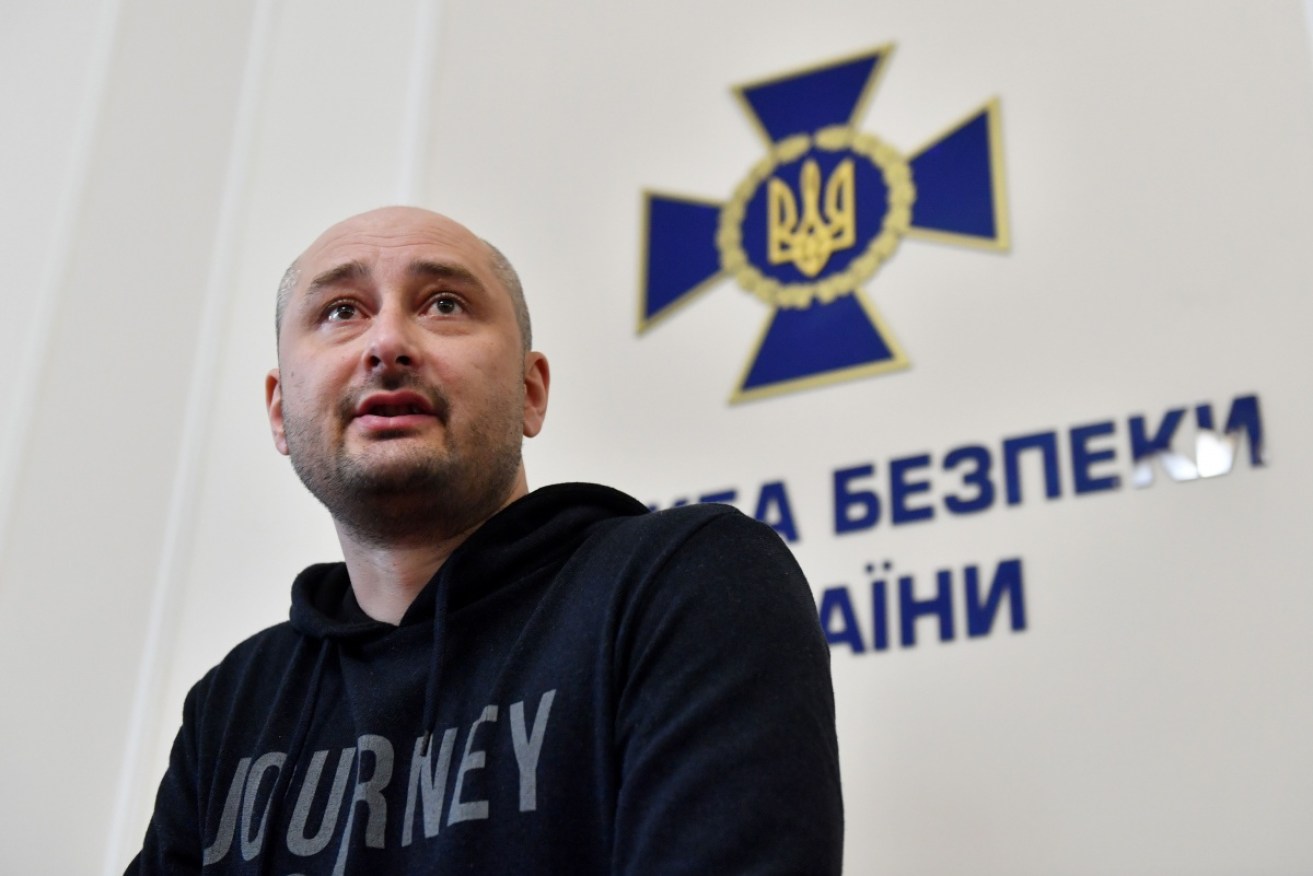 Journalist Arkady Babchenko has turned up at a press conference after his "death" was faked to catch those trying to kill him.
