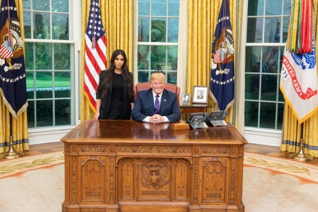Kim Kardashian West and Donald Trump in the Oval office last week. 
