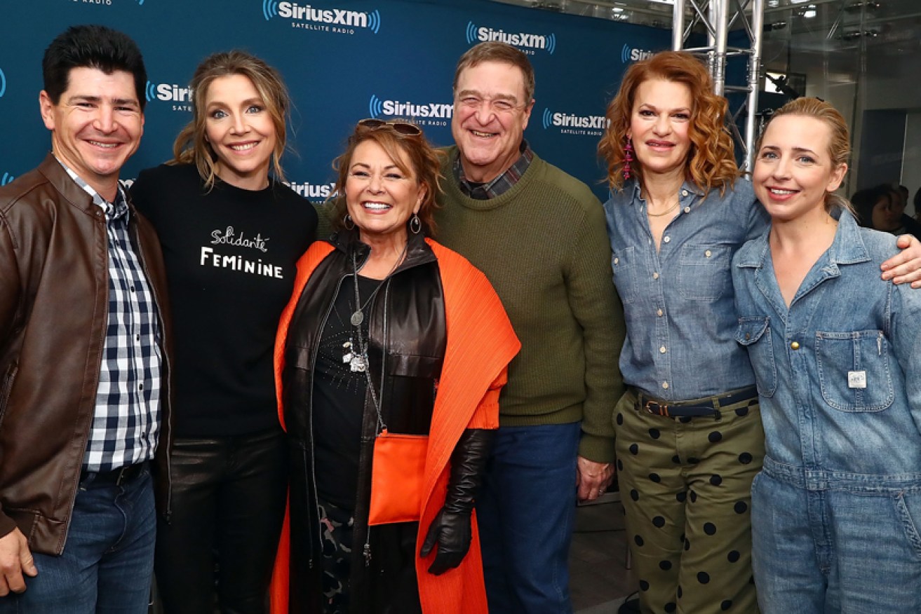 Happy families: Roseanne Barr and then-costars at a New York town hall appearance on March 27, 2018.