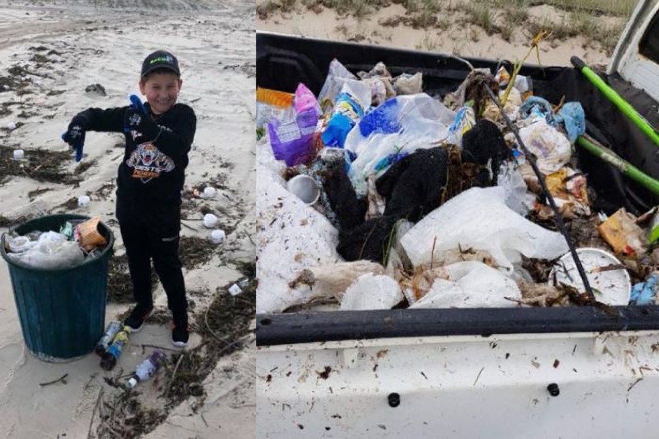 Volunteers hit the beaches around Nelson Bay to clean debris that washed up after a cargo ship lost 83 containers in rough seas.