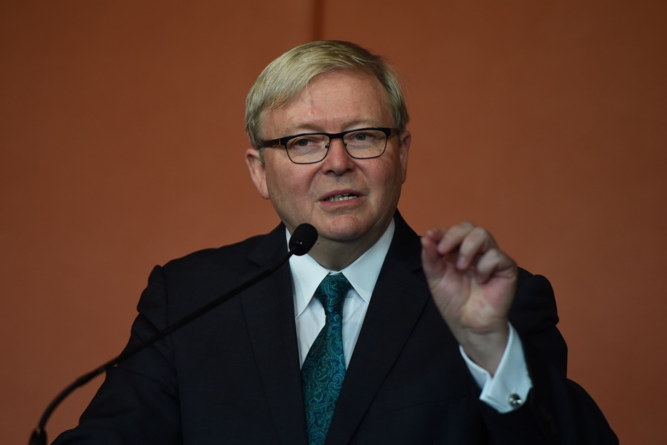 Kevin Rudd gave evidence via video link from New York.
