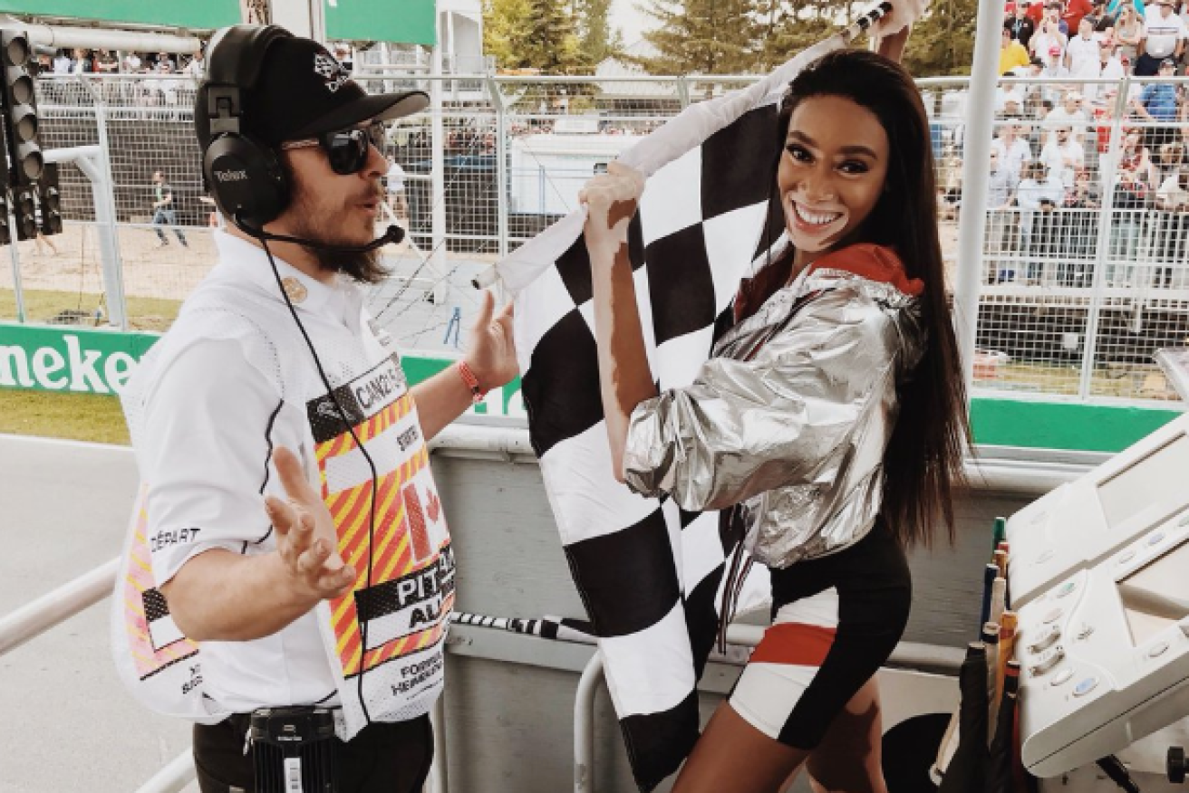 "It wasn't me!" Model Winnie Harlow waved the chequered flag two laps early.