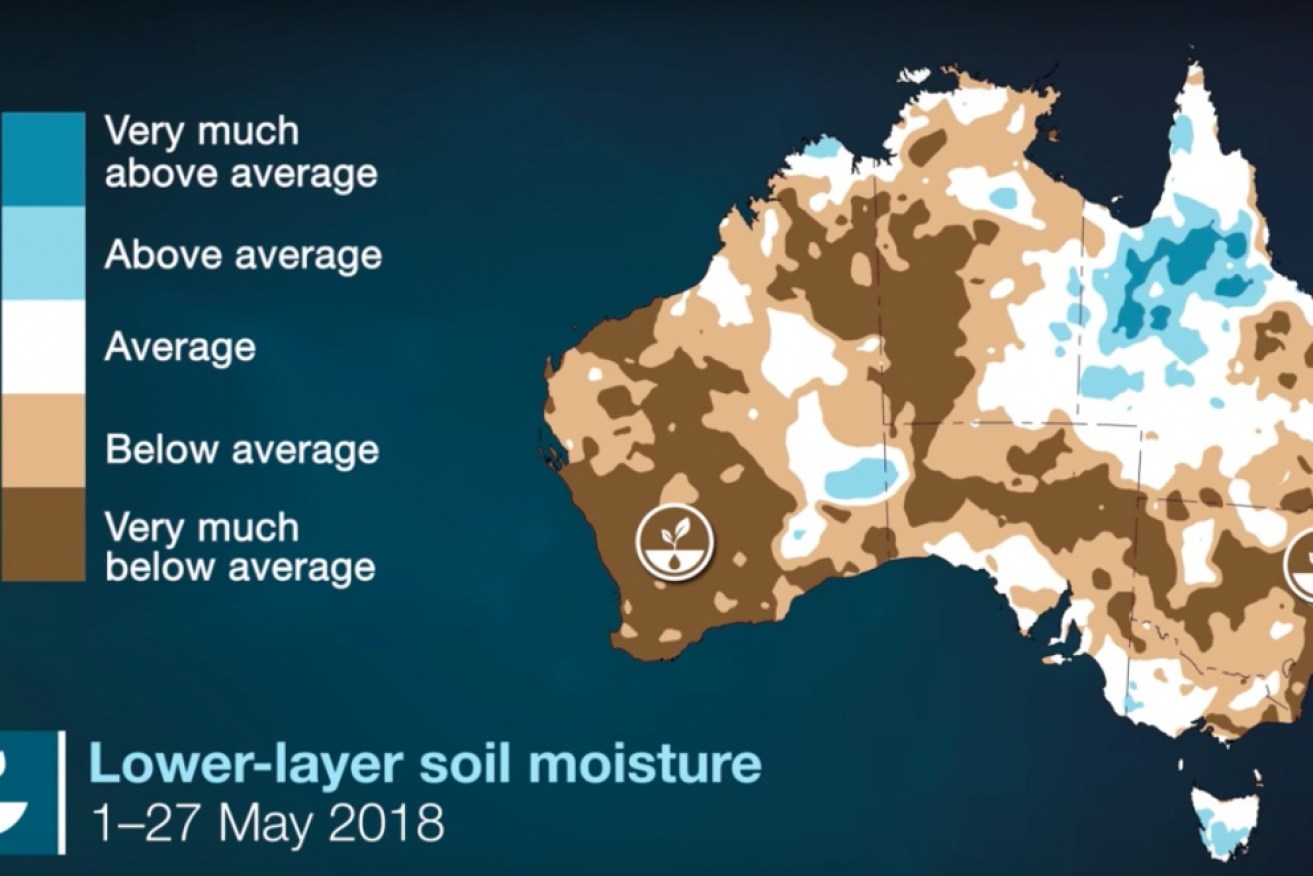 Lower -layer soil moisture was below average across much of the country during May. 